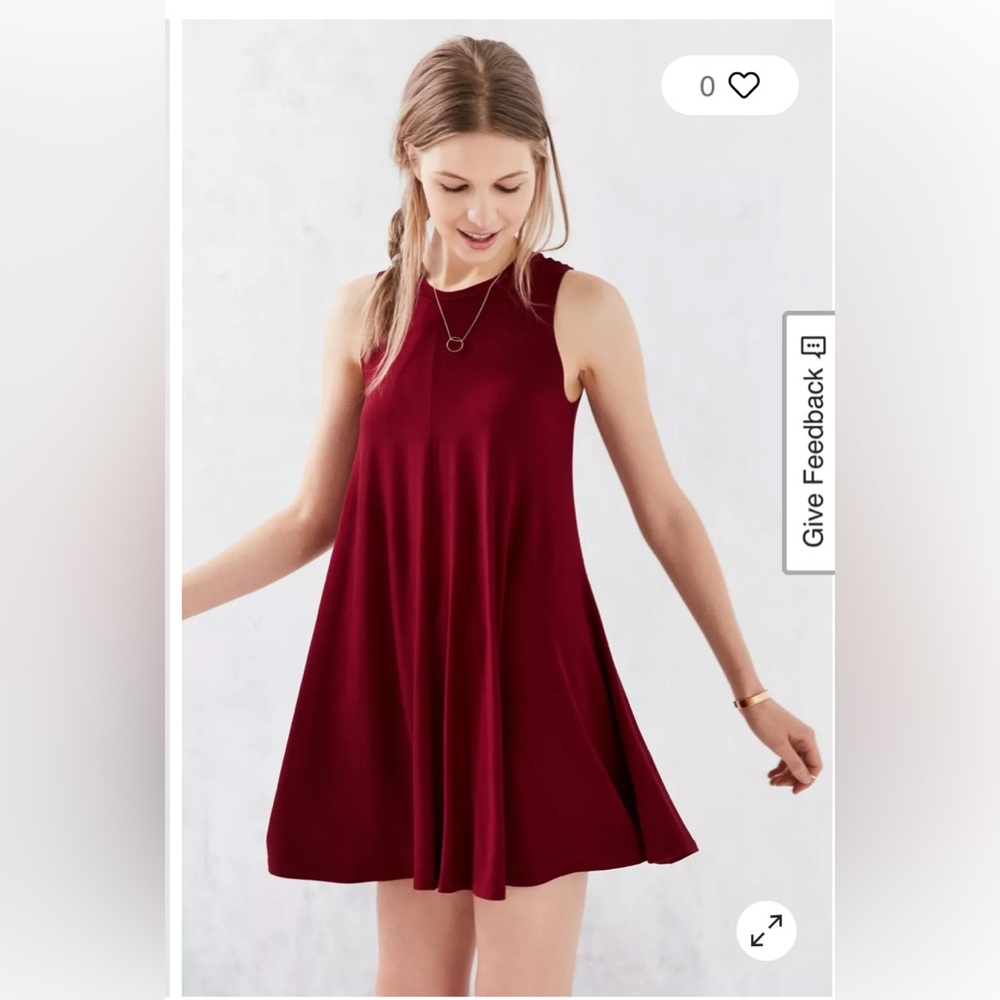 Silence + Noise Swingy Tank Dress Deep Red Burgundy Semi Sheer Flowy Mini Dress - Picture 1 of 15